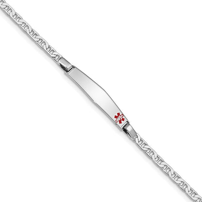 Sterlingsilber Rhodiniert Medizinisch Id Anker Glieder Armband