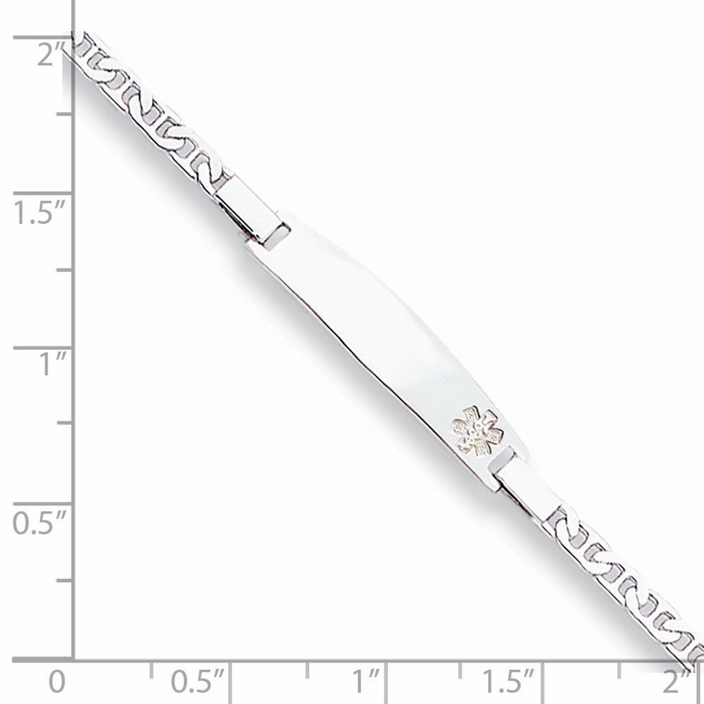 Sterlingsilber Rhod Plt Non Emailliert Medizinisch Id Anker Glieder Armband