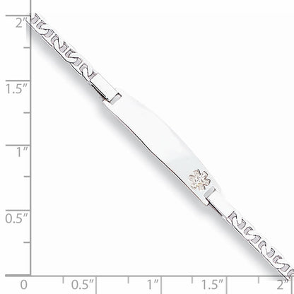 Sterlingsilber Rhod Plt Non Emailliert Medizinisch Id Anker Glieder Armband