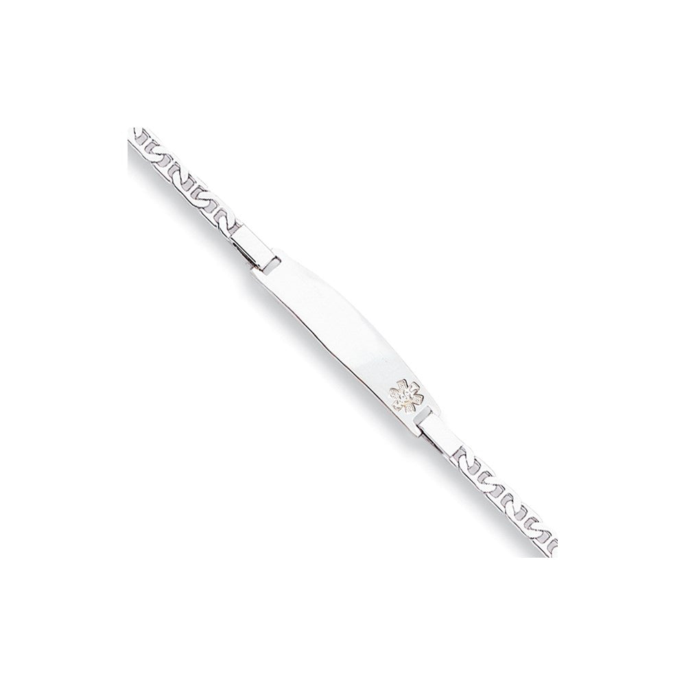 Sterlingsilber Rhod Plt Non Emailliert Medizinisch Id Anker Glieder Armband