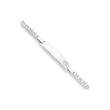 Sterlingsilber Rhod Plt Non Emailliert Medizinisch Id Anker Glieder Armband