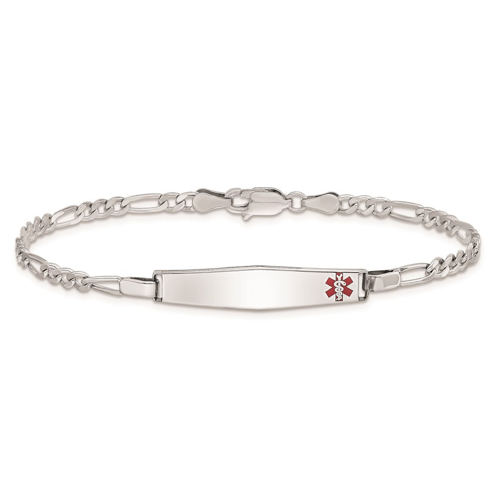 Sterlingsilber Rhodiniert Medizinisch Id Figaro Glieder Armband