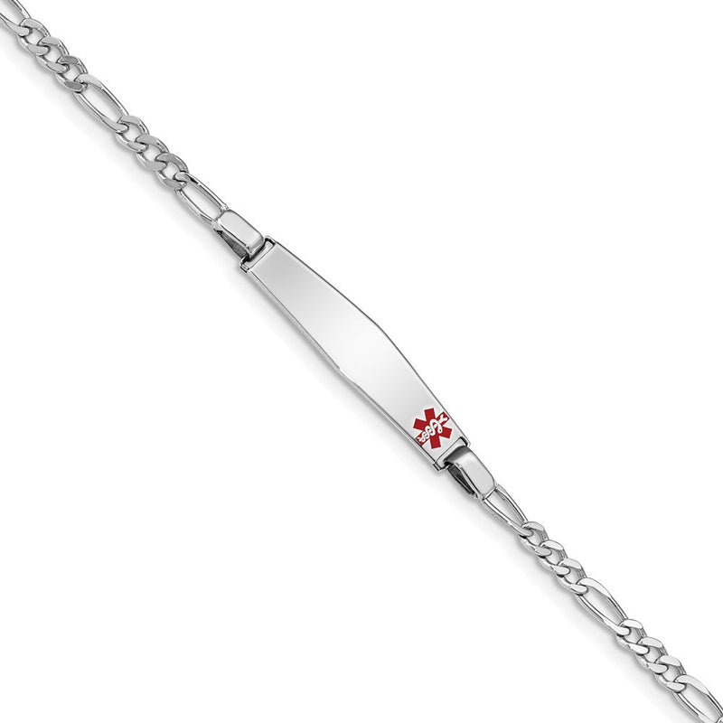 Sterlingsilber Rhodiniert Medizinisch Id Figaro Glieder Armband
