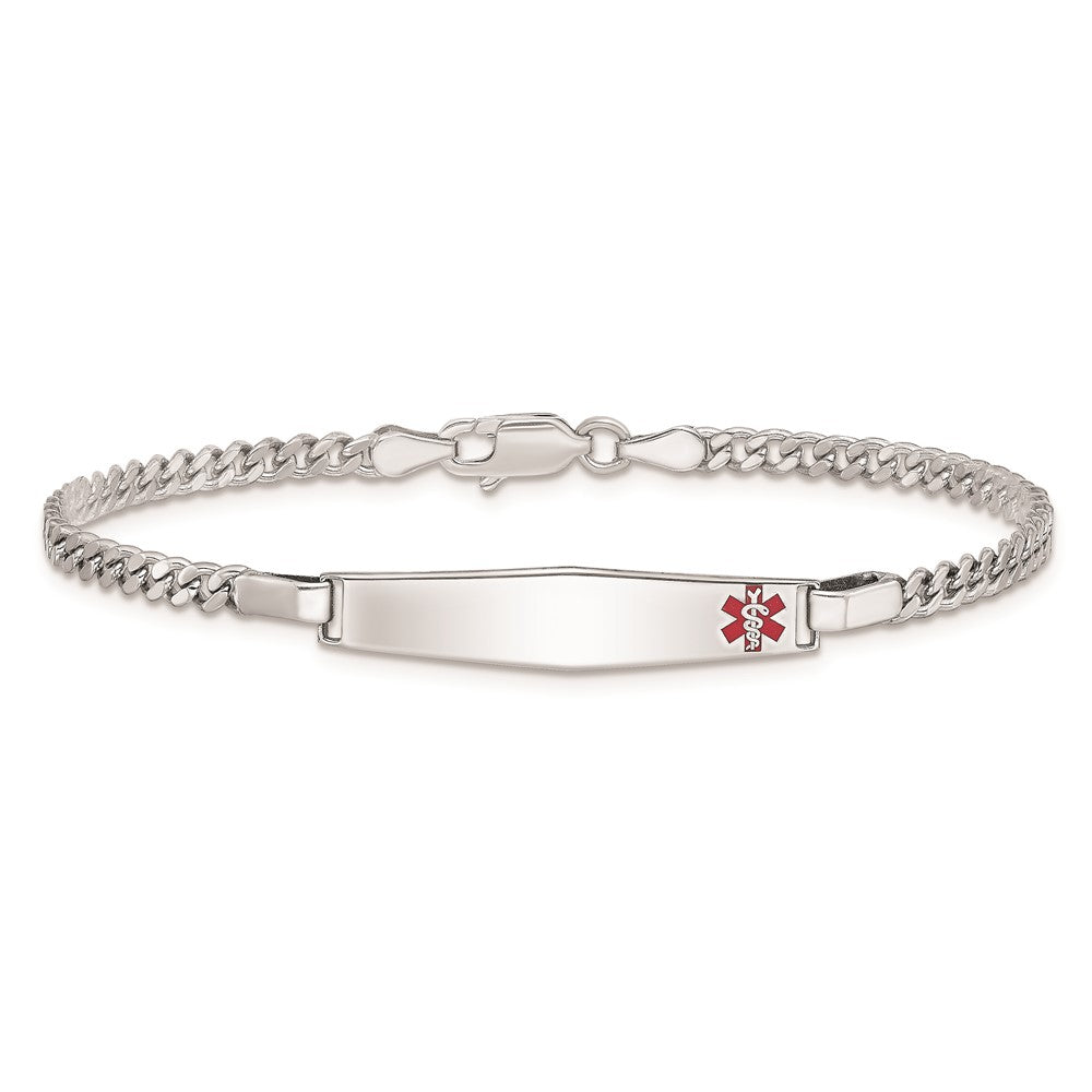 Sterlingsilber Rhodiniert Medizinisch Id Panzer Glieder Armband