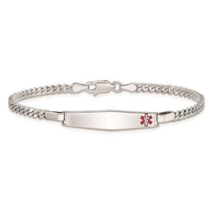 Sterlingsilber Rhodiniert Medizinisch Id Panzer Glieder Armband