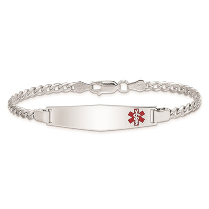 Sterlingsilber Rhodiniert Medizinisch Id Panzer Glieder Armband