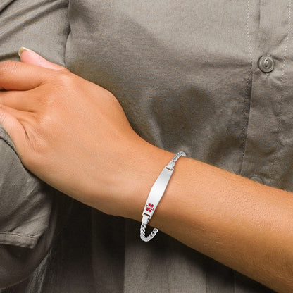 Sterlingsilber Rhodiniert Medizinisch Id Panzer Glieder Armband