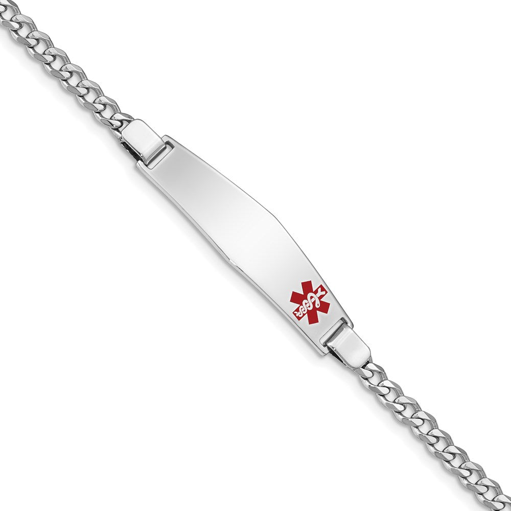 Sterlingsilber Rhodiniert Medizinisch Id Panzer Glieder Armband