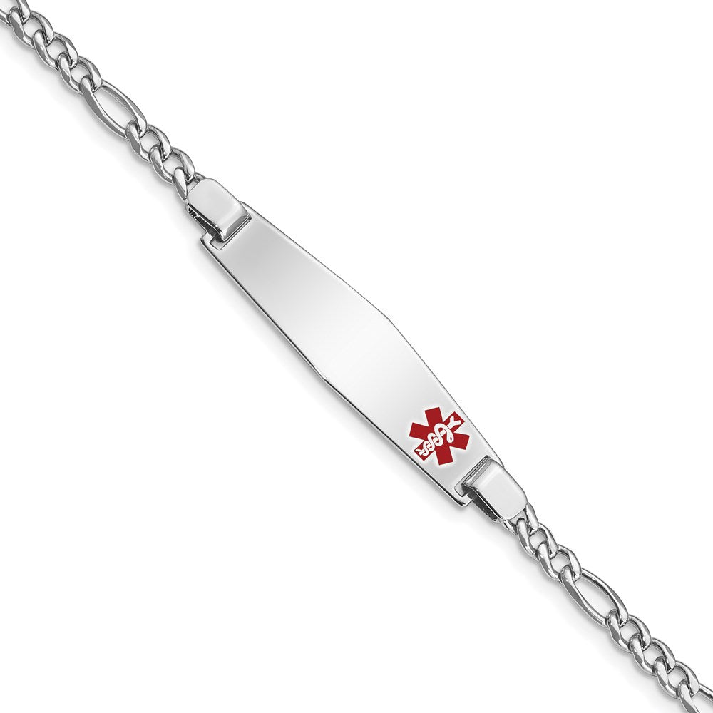 Sterlingsilber Rhodiniert Medizinisch Id Figaro Glieder Armband