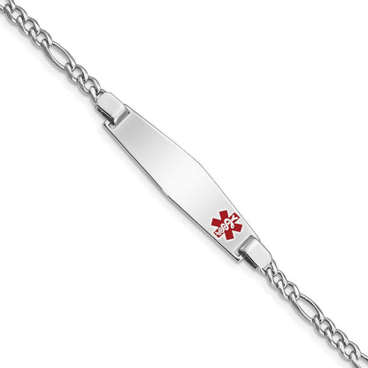 Sterlingsilber Rhodiniert Medizinisch Id Figaro Glieder Armband