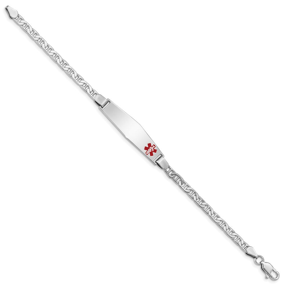 Sterlingsilber Rhodiniert Medizinisch Id Anker Glieder Armband
