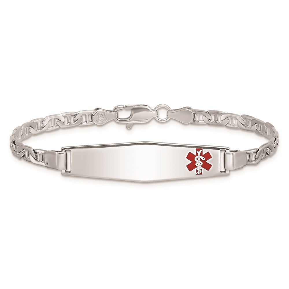 Sterlingsilber Rhodiniert Medizinisch Id Anker Glieder Armband