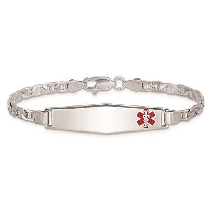 Sterlingsilber Rhodiniert Medizinisch Id Anker Glieder Armband