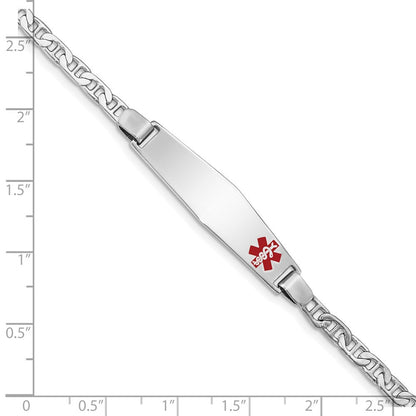 Sterlingsilber Rhodiniert Medizinisch Id Anker Glieder Armband