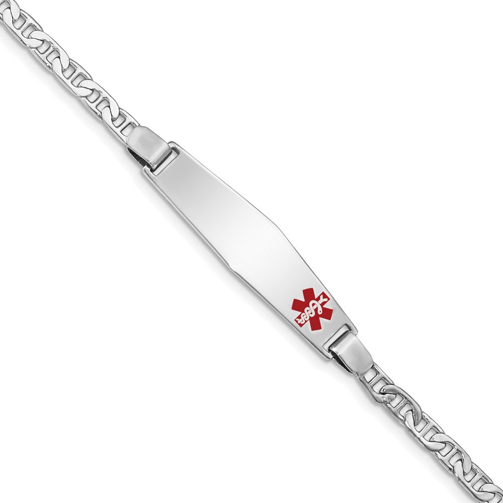 Sterlingsilber Rhodiniert Medizinisch Id Anker Glieder Armband