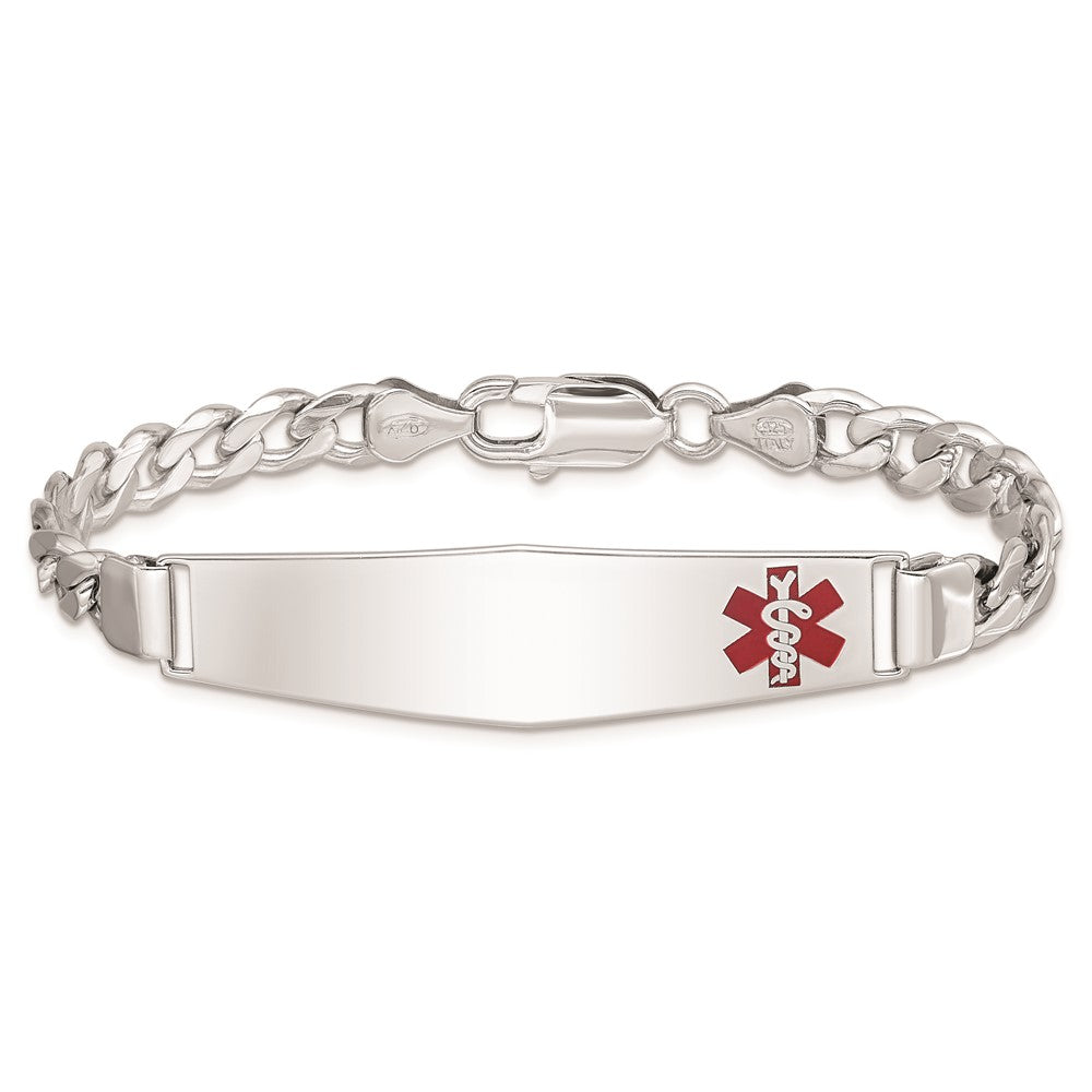 Sterlingsilber Rhodiniert Medizinisch Id Panzer Glieder Armband