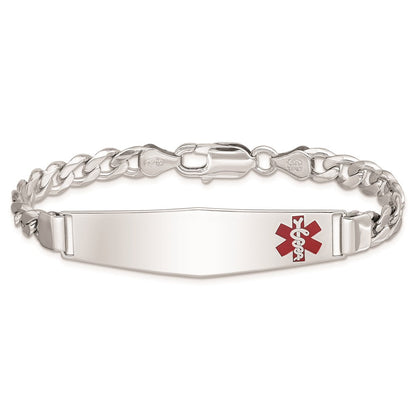 Sterlingsilber Rhodiniert Medizinisch Id Panzer Glieder Armband