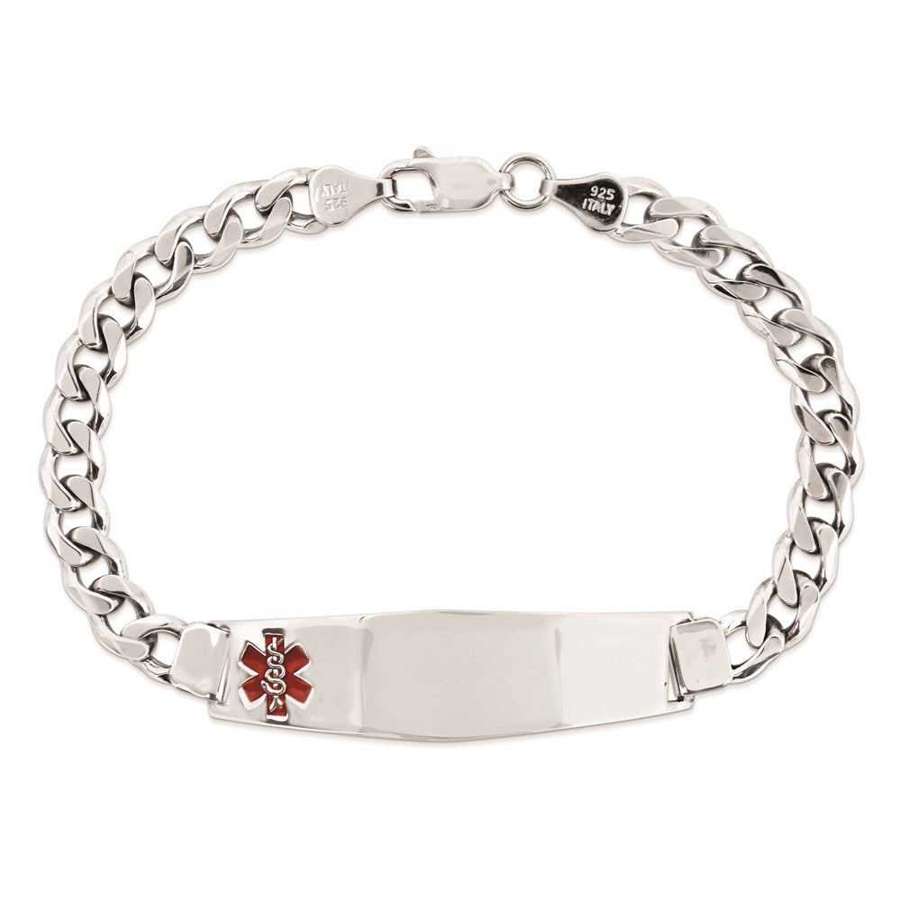 Sterlingsilber Rhodiniert Medizinisch Id Panzer Glieder Armband