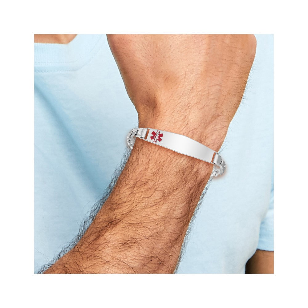 Sterlingsilber Rhodiniert Medizinisch Id Panzer Glieder Armband