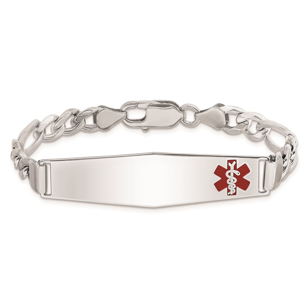 Sterlingsilber Rhodiniert Medizinisch Id Figaro Glieder Armband