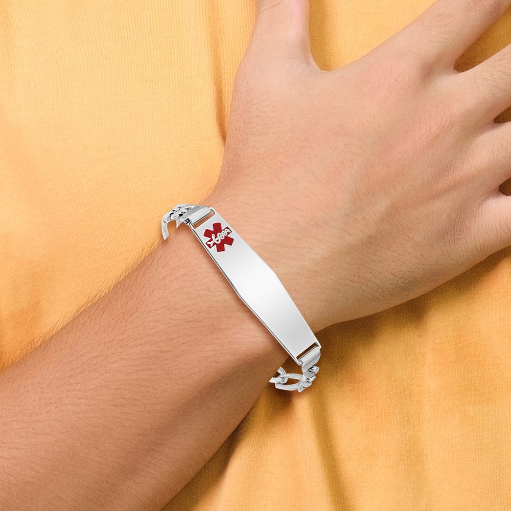 Sterlingsilber Rhodiniert Medizinisch Id Figaro Glieder Armband