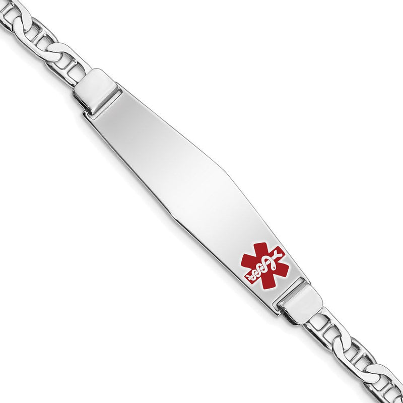 Sterlingsilber Rhodiniert Medizinisch Id Anker Glieder Armband