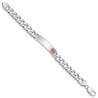Sterlingsilber Rhodiniert Medizinisch Id Panzer Glieder Armband