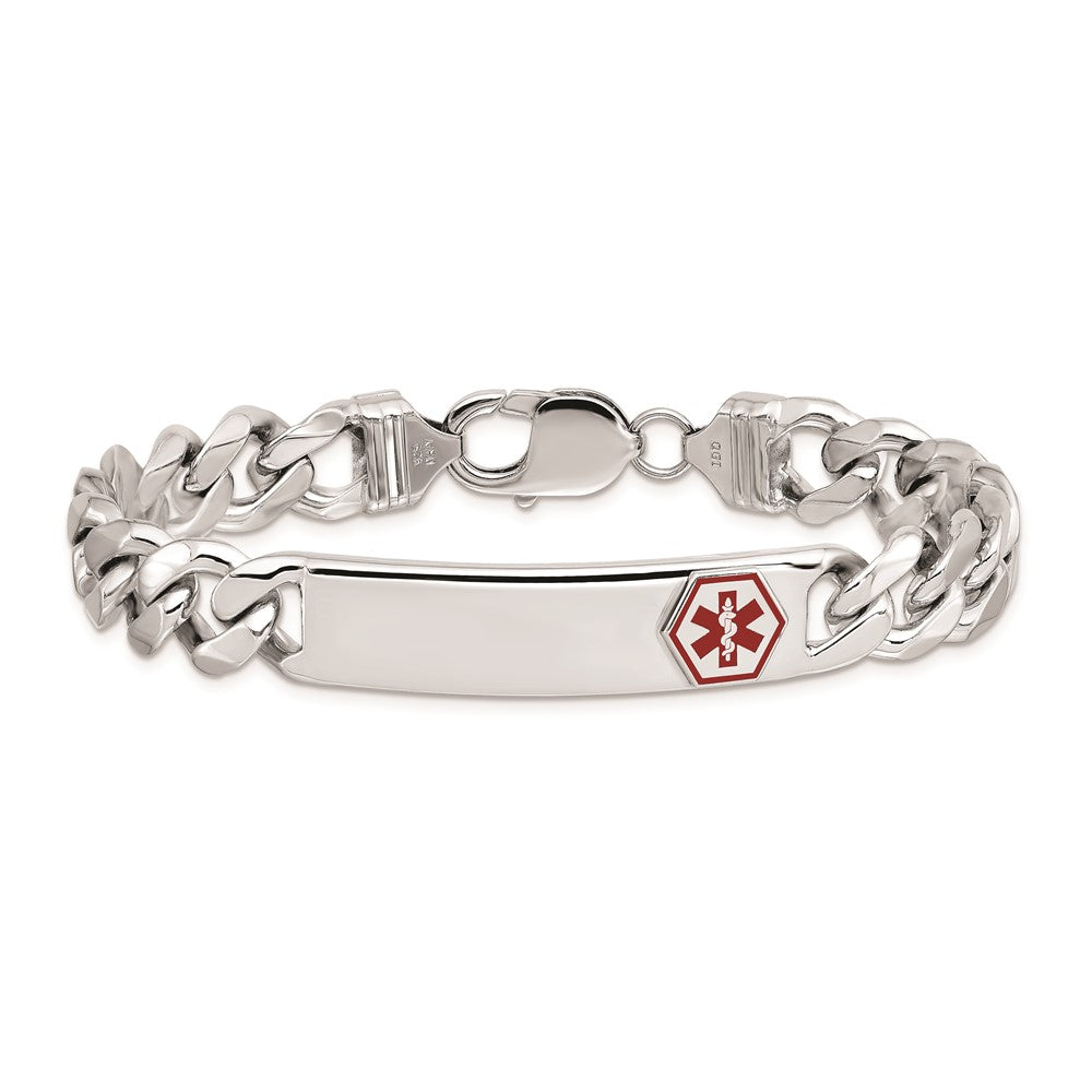 Sterlingsilber Rhodiniert Medizinisch Id Panzer Glieder Armband