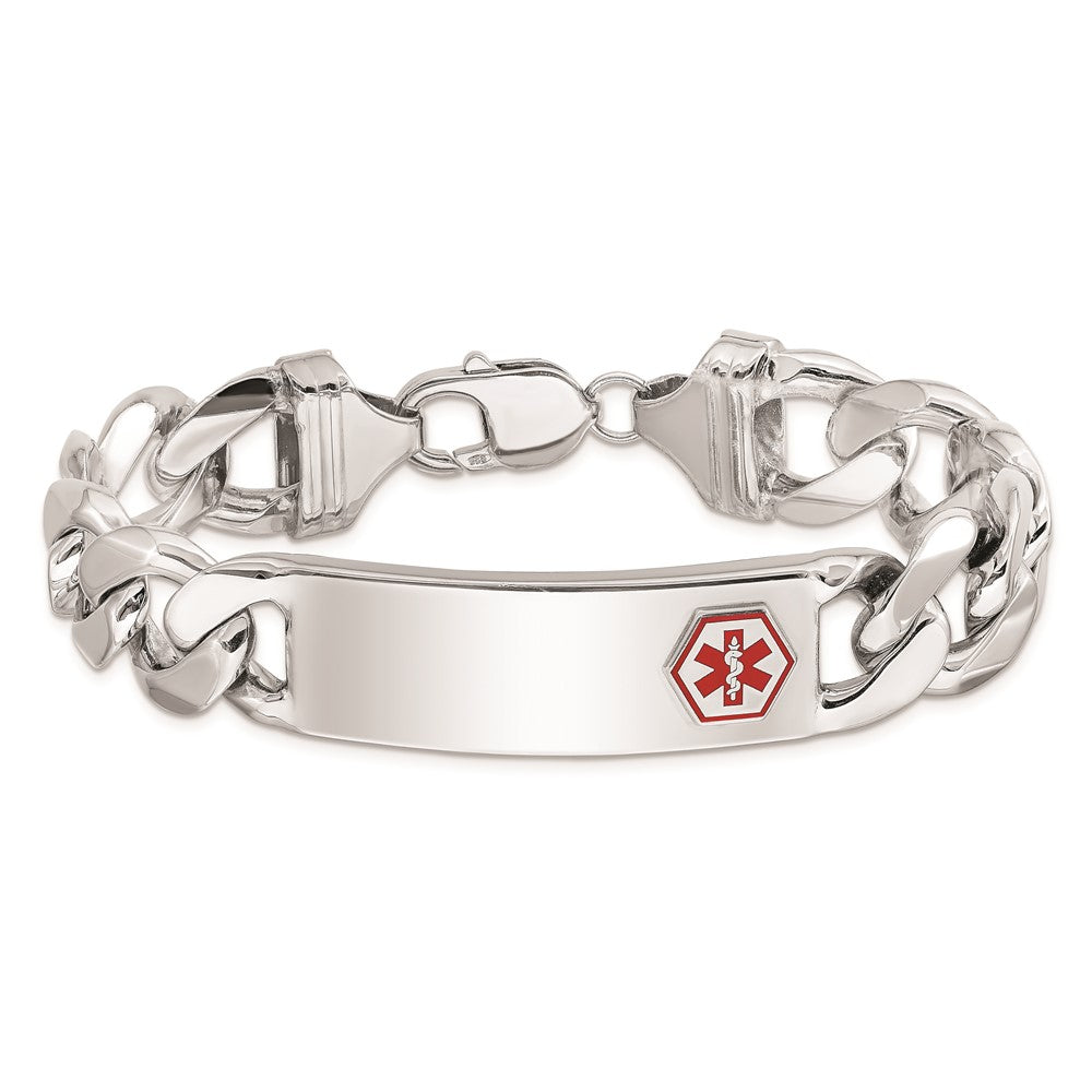 Sterlingsilber Rhodiniert Medizinisch Id Panzer Glieder Armband