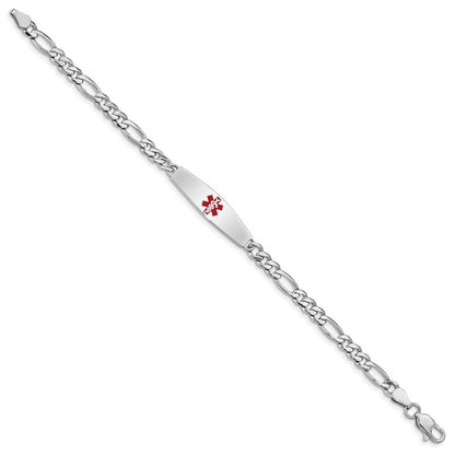 Sterlingsilber Rhodiniert Medizinisch Id Figaro Glieder Armband