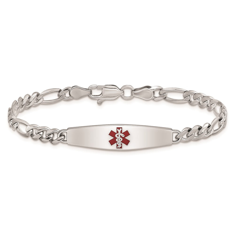 Sterlingsilber Rhodiniert Medizinisch Id Figaro Glieder Armband