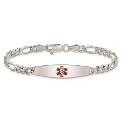 Sterlingsilber Rhodiniert Medizinisch Id Figaro Glieder Armband