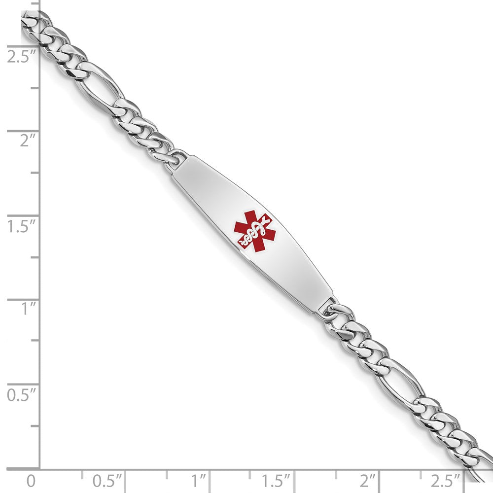 Sterlingsilber Rhodiniert Medizinisch Id Figaro Glieder Armband