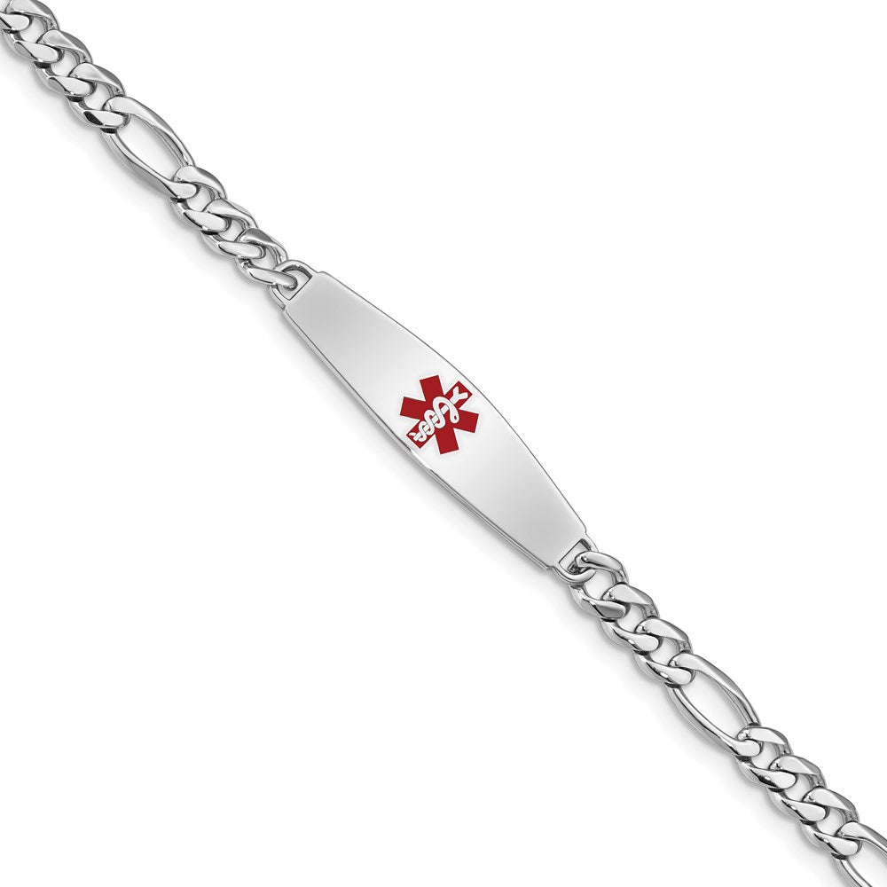 Sterlingsilber Rhodiniert Medizinisch Id Figaro Glieder Armband