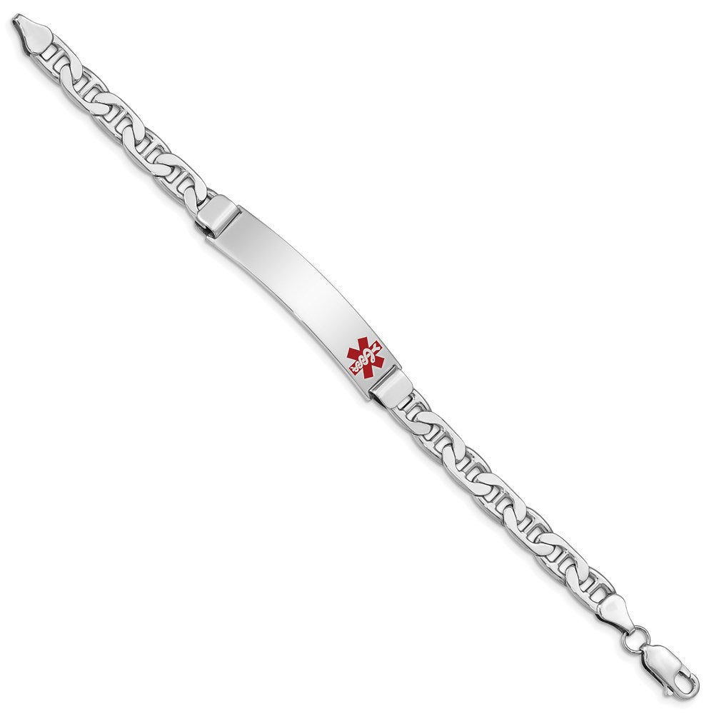 Sterlingsilber Rhodiniert Medizinisch Id Anker Glieder Armband