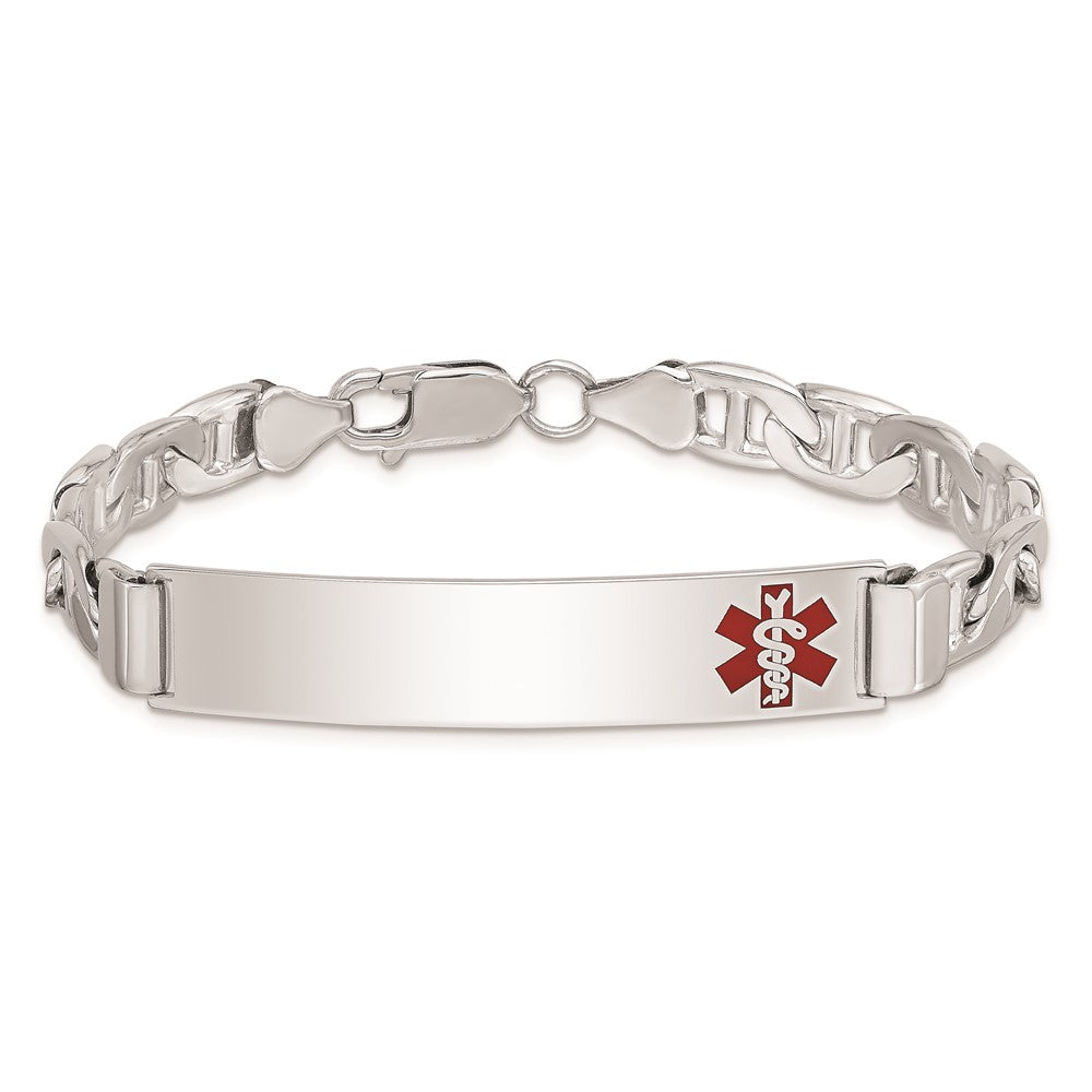 Sterlingsilber Rhodiniert Medizinisch Id Anker Glieder Armband