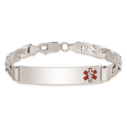 Sterlingsilber Rhodiniert Medizinisch Id Anker Glieder Armband