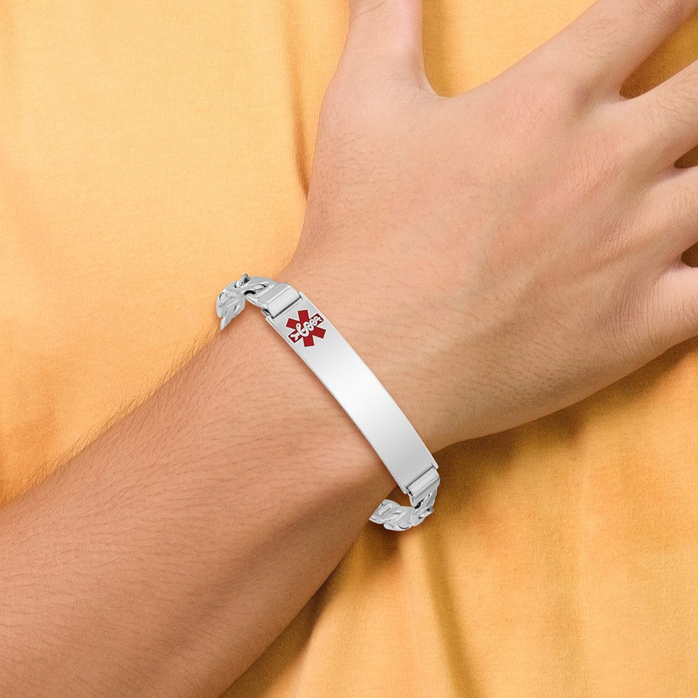 Sterlingsilber Rhodiniert Medizinisch Id Anker Glieder Armband