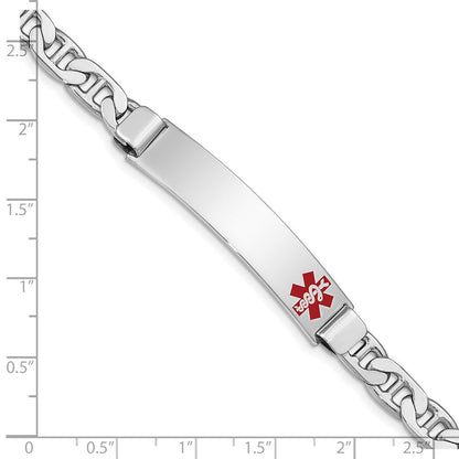 Sterlingsilber Rhodiniert Medizinisch Id Anker Glieder Armband