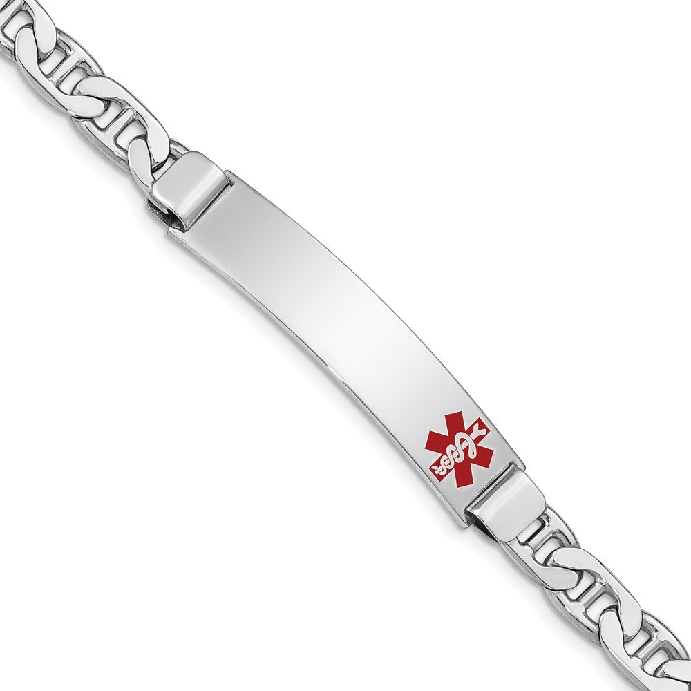 Sterlingsilber Rhodiniert Medizinisch Id Anker Glieder Armband
