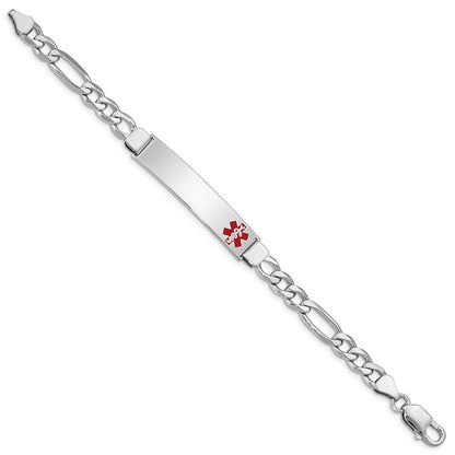 Sterlingsilber Rhodiniert Medizinisch Id Figaro Glieder Armband