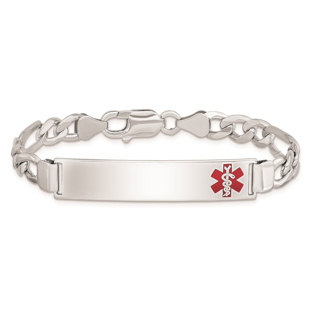 Sterlingsilber Rhodiniert Medizinisch Id Figaro Glieder Armband