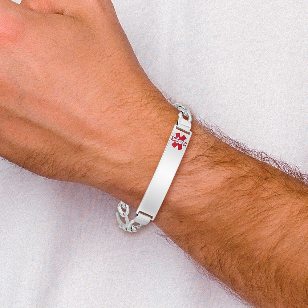 Sterlingsilber Rhodiniert Medizinisch Id Figaro Glieder Armband