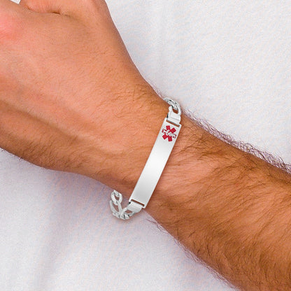 Sterlingsilber Rhodiniert Medizinisch Id Figaro Glieder Armband
