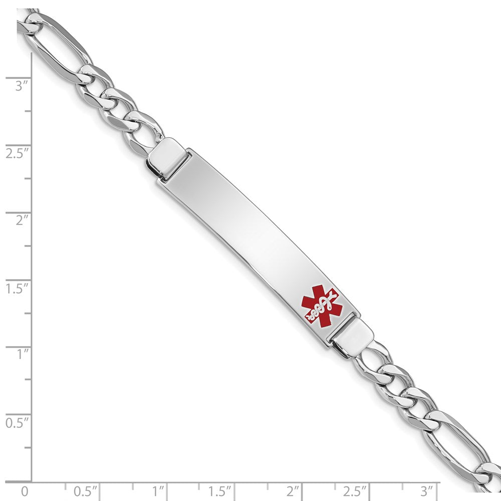 Sterlingsilber Rhodiniert Medizinisch Id Figaro Glieder Armband
