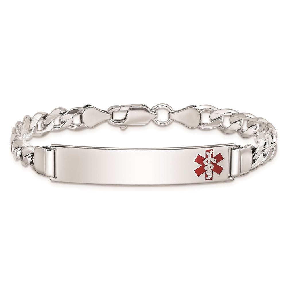 Sterlingsilber Rhodiniert Medizinisch Id Panzer Glieder Armband