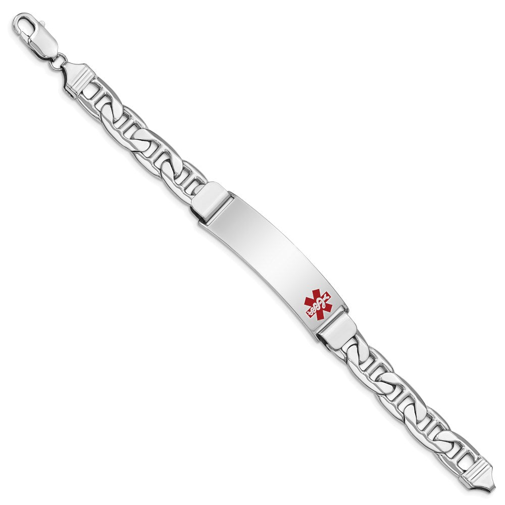 Sterlingsilber Rhodiniert Medizinisch Id Anker Glieder Armband