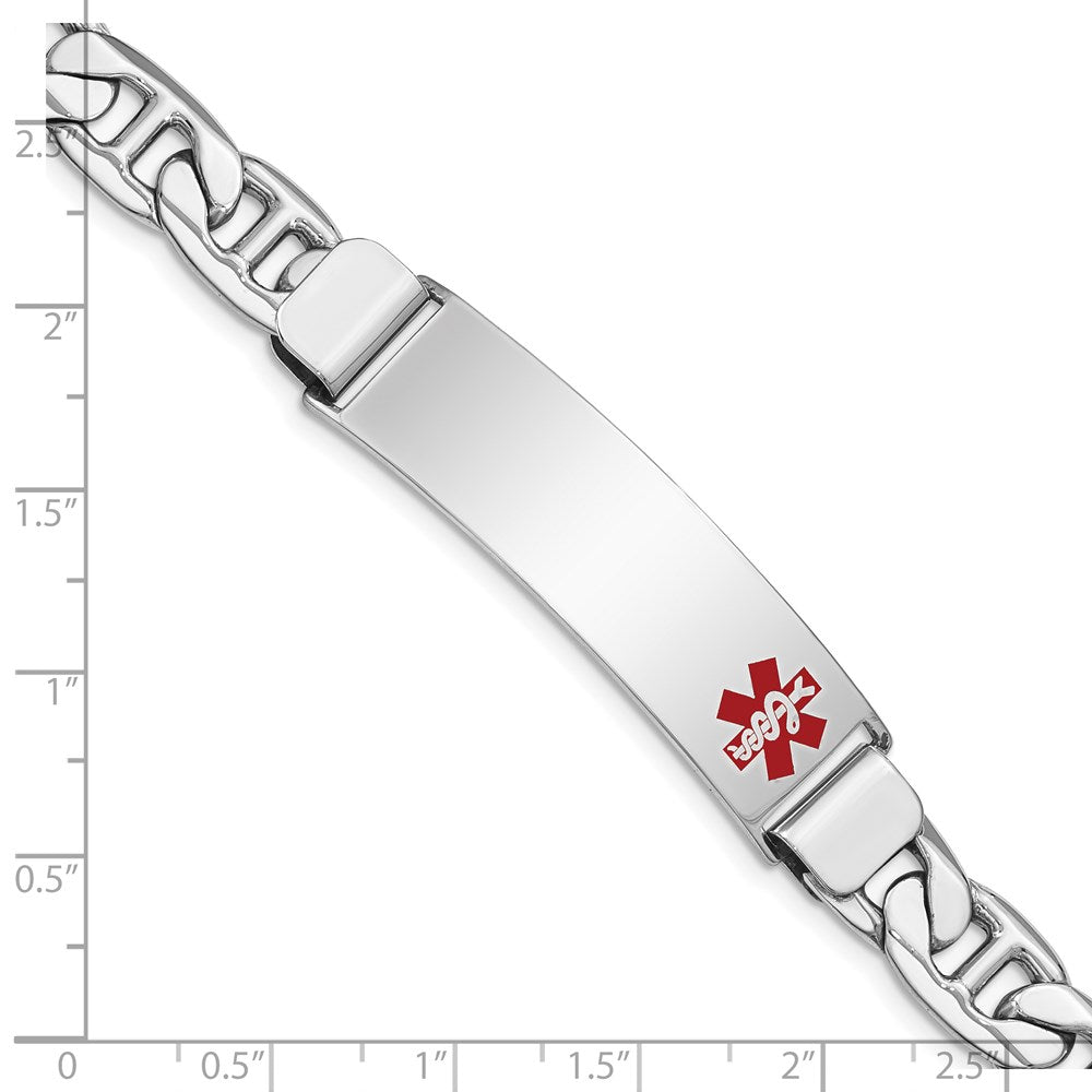 Sterlingsilber Rhodiniert Medizinisch Id Anker Glieder Armband