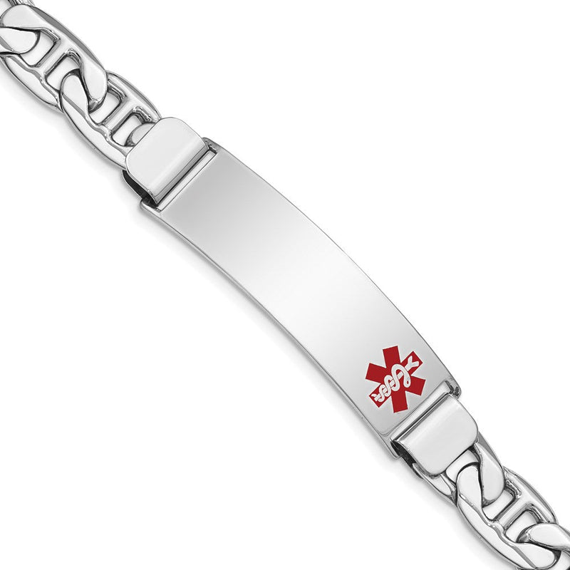 Sterlingsilber Rhodiniert Medizinisch Id Anker Glieder Armband