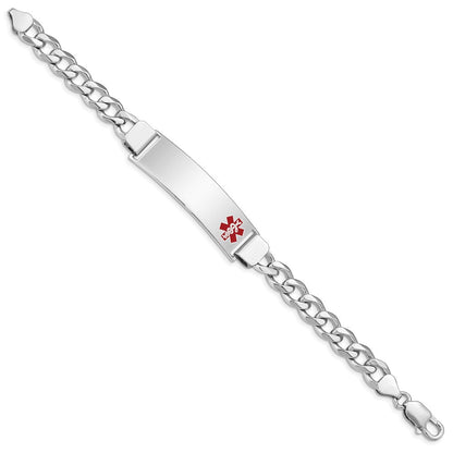 Sterlingsilber Rhodiniert Medizinisch Id Panzer Glieder Armband